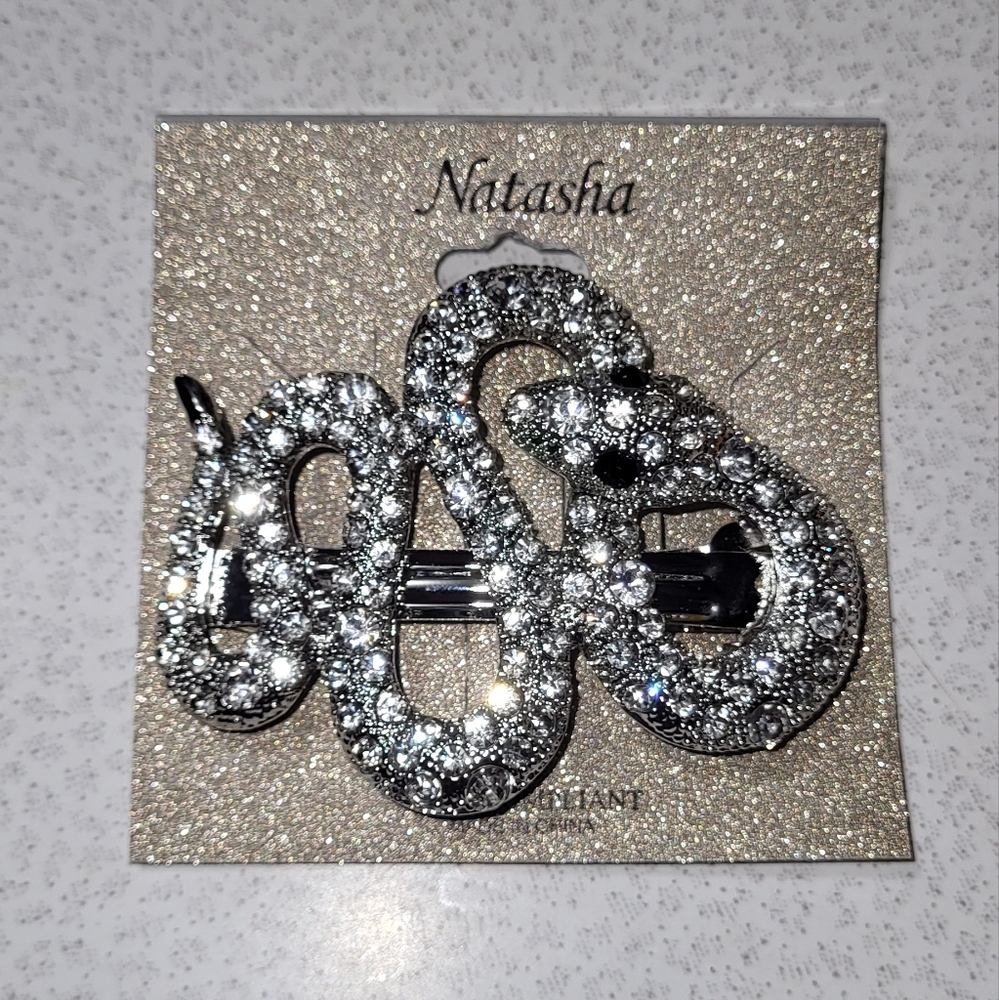 Natasha Couture Snake Silver Gem Hairclip LP Rt M LM